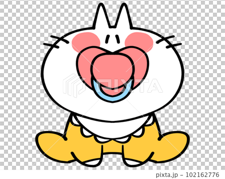 おしゃぶりをしたにゃんこベビーイラスト素材 おしゃぶりをしたにゃんこベビーイラスト素材 102162776