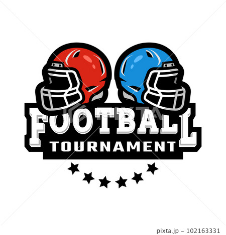 American football logo, with two helmets....のイラスト素材