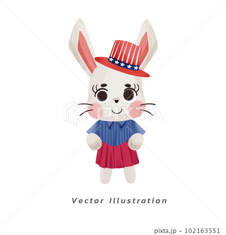 Cute cartoon animal bunny rabbit watercolor vector illustration. the holiday Independence Day of American,USA,4th of July. Cute cartoon animal bunny rabbit watercolor vector illustration. the holiday Independence Day of American,USA,4th of July. 102163551