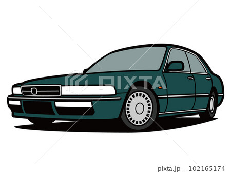 懐かしめ国産セダン グリーン系 自動車イラスト 懐かしめ国産セダン グリーン系 自動車イラスト 102165174