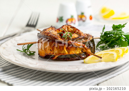 Baked mackerel fillet. 102165210