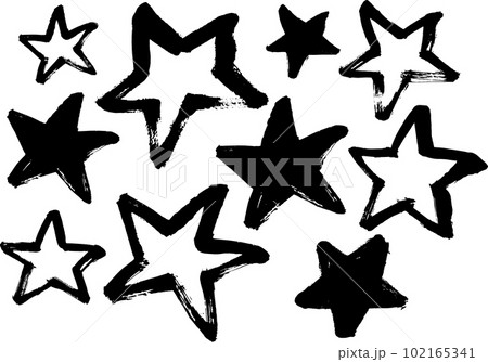 和風　筆で描いた星のセット 102165341