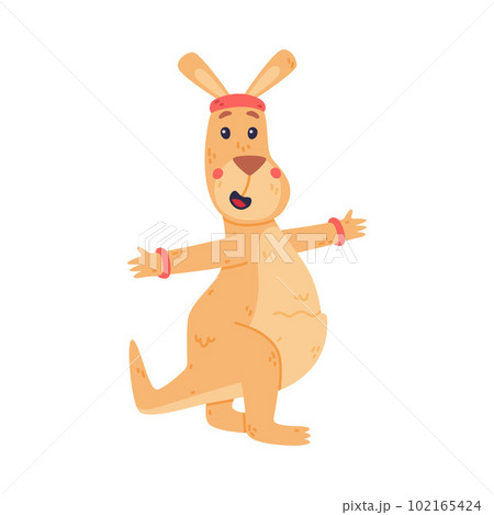 Funny Kangaroo Marsupial Animal Doing Physical Exercise Vector Illustration Funny Kangaroo Marsupial Animal Doing Physical Exercise Vector Illustration 102165424
