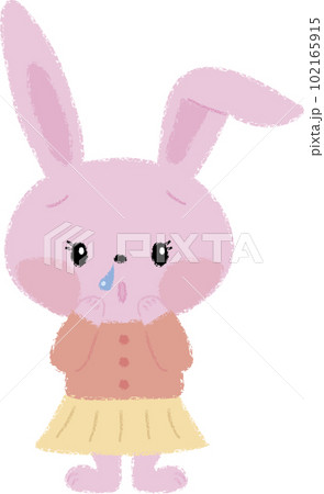 鼻水が出て困っているうさぎの女の子イラスト 102165915