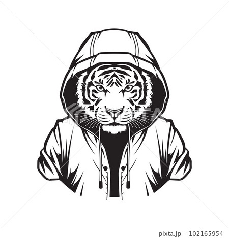 tiger wearing hoodie, vector concept digital...のイラスト素材 [102165954] - PIXTA