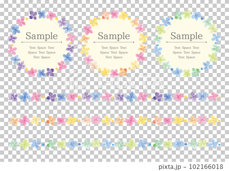 水彩手繪五顏六色的花卉圓形框架和線條 102166018