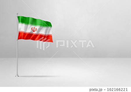 Iranian flag isolated on white concrete wall background 102166221