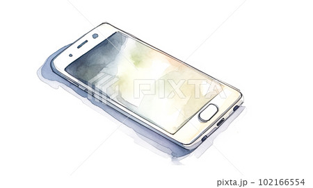 白背景にスマートフォンの水彩画「AI生成画像」 102166554