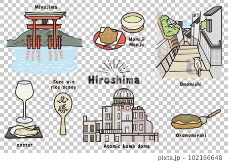 Illustration of handwritten style Hiroshima (color) 102166648