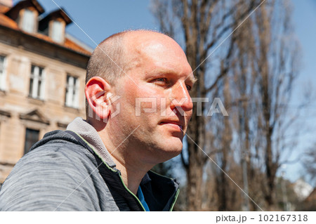 Portrait of a handsome hipster man. A man in a big city, a life style concept 102167318