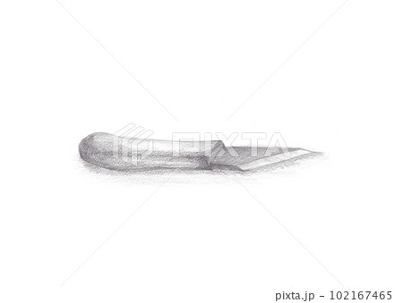 鉛筆モチーフデッサン　小刀の絵［白バック・イラスト・シンプル］ 102167465