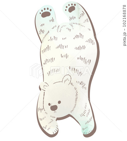 水彩風_泳ぐ手描きの白クマのイラスト 102168878