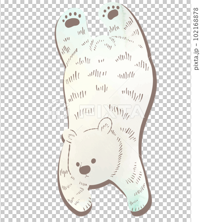 水彩風_泳ぐ手描きの白クマのイラスト 102168878
