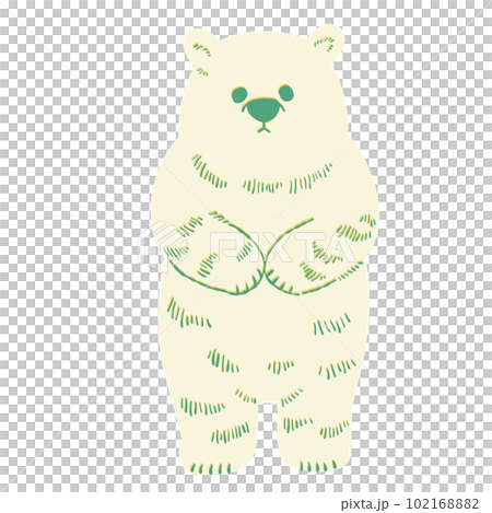 レトロな立っている手描きのホッキョクグマのイラスト 102168882
