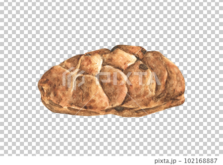 Hand painted watercolor of freshly baked bread. food menu item Illustration, food drawing in vintage style. 102168887