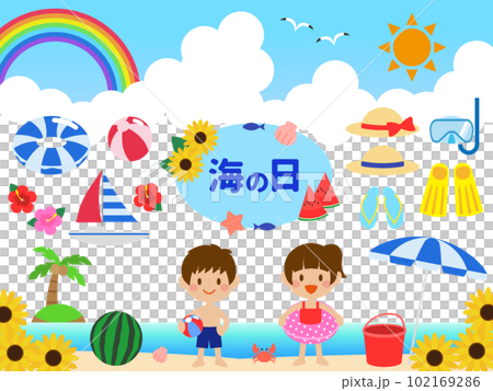 海の日素材セット 海の日素材セット 102169286