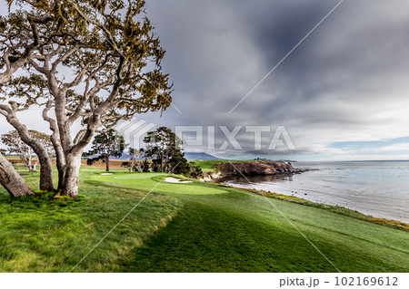 Pebble Beach golf course, Monterey, California, usa 102169612