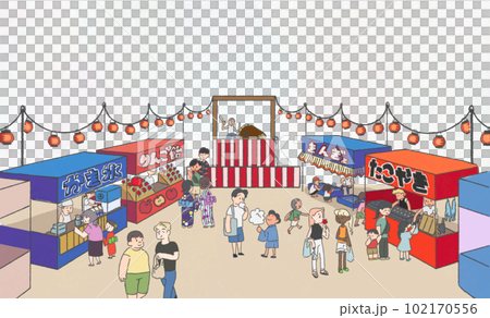 夏祭り風景＿人物あり 102170556