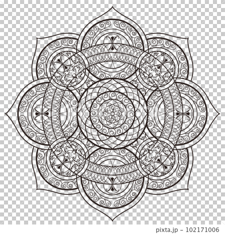 Monochrome illustration of mandala 102171006