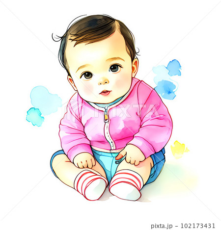 赤ちゃん, イラスト, 素材, ベビー, 可愛い, 育児, マタニティ, 出産, 子育て, ベビーカ 102173431