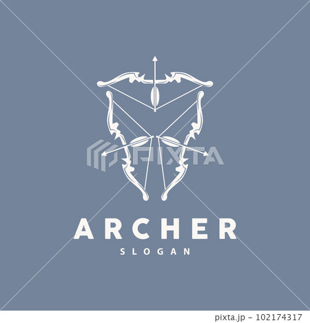 Archer Logo, Archery Arrow Vector, Elegant Simple Minimalist Design, Icon Symbol Illustration Template Archer Logo, Archery Arrow Vector, Elegant Simple Minimalist Design, Icon Symbol Illustration Template 102174317