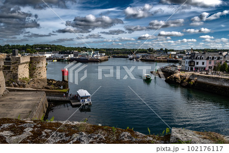 Harbor Of Ancient City Concarneau With Medieval Stronghold At The Finistere Atlantic Coast In Brittany, France 102176117