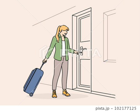 Woman suitcase open door with key Woman suitcase open door with key 102177125