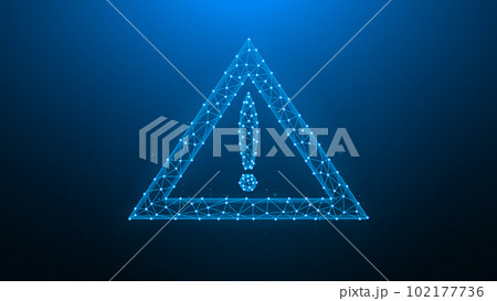 Polygonal vector illustration attention or warning symbol on a dark blue background. 102177736