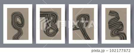 Abstract ribbons tortuous stripes wall art print 102177872