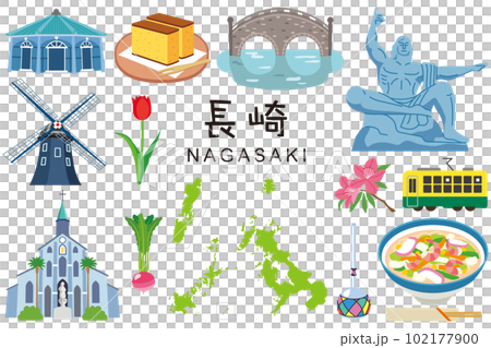 長崎県　観光名所　名産品　素材セット 102177900