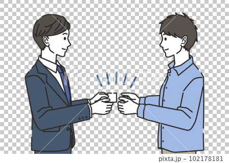 名刺を渡す男性 102178181