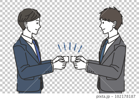 名刺を交換する男性 102178187
