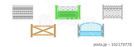 Fences as Outdoor Structure for Enclosing Private Area Vector Set 102179778