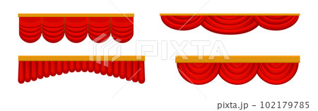 Red Stage Curtains for Theater Decor Vector Set Red Stage Curtains for Theater Decor Vector Set 102179785
