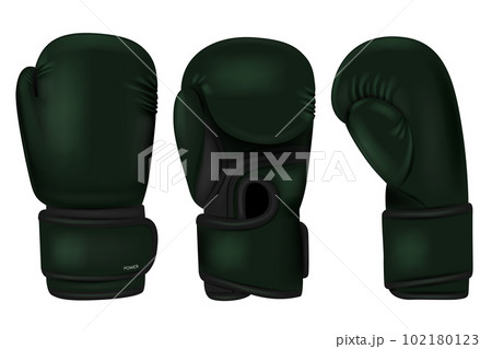 Color boxing gloves. Sport professional equipment for punch boxers decent. Realistic professional accessories. 3d isolated objects utter vector set 102180123