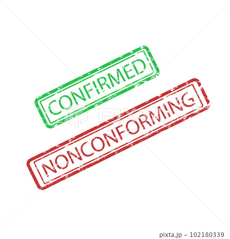 Confirming and nonconfirming rubber stamp, green and red 102180339