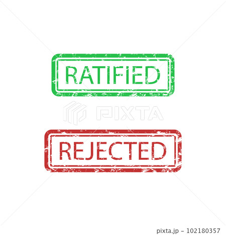 Ratified and rejected rubber stamp print for paper work 102180357