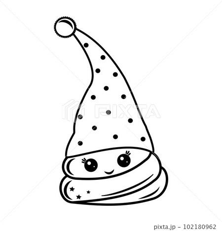 Poop Cute character kawaii gnome, black outline, vector isolated illustration in doodle style 102180962