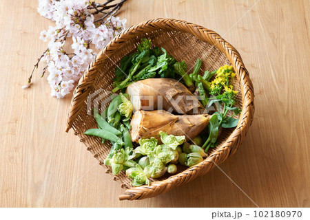ざるに盛った春野菜 ざるに盛った春野菜 102180970