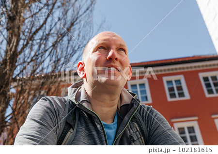 Portrait of a handsome hipster man. A man in a big city, a life style concept Portrait of a handsome hipster man. A man in a big city, a life style concept 102181615