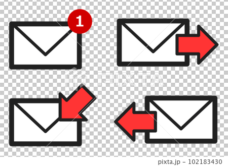 Illustration of icons for sending and receiving emails 102183430