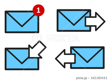 メールを送受信するアイコンのイラスト メールを送受信するアイコンのイラスト 102183431