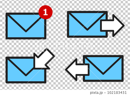メールを送受信するアイコンのイラスト メールを送受信するアイコンのイラスト 102183431