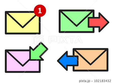 メールを送受信するアイコンのイラスト メールを送受信するアイコンのイラスト 102183432