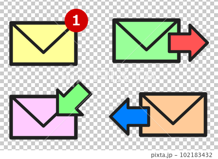 メールを送受信するアイコンのイラスト メールを送受信するアイコンのイラスト 102183432
