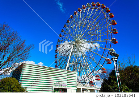 青空の刈谷ハイウェイオアシスにある観覧車 102185641