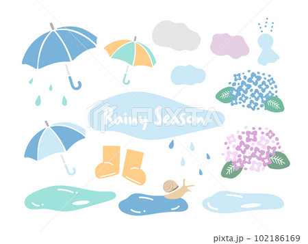 雨の日イラスト セット 雨の日イラスト セット 102186169