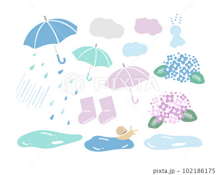 雨の日イラスト　セット 102186175