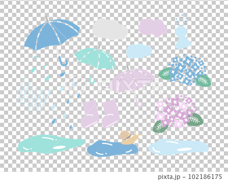 雨の日イラスト　セット 102186175