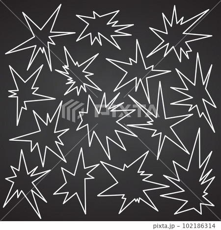 Collection of groove psychedelic hole elements. Retro design of hipster icons Doodle style graphic Vintage trippy cartoon. 60 70 80 90 trend vector illustration White symbols on chalkboard background Collection of groove psychedelic hole elements. Retro design of hipster icons Doodle style graphic Vintage trippy cartoon. 60 70 80 90 trend vector illustration White symbols on chalkboard background 102186314